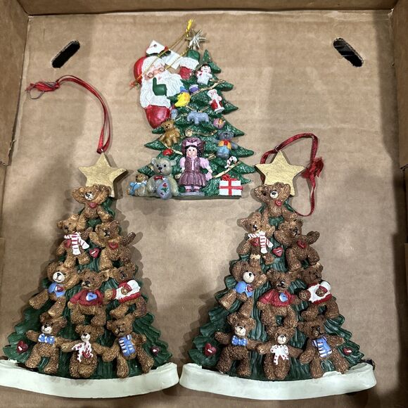Vintage HOLLY BEARIES CHRISTMAS TREE ORNAMENT WITH BEARS KURT S ADLER Set Of 3 - Picture 1 of 7